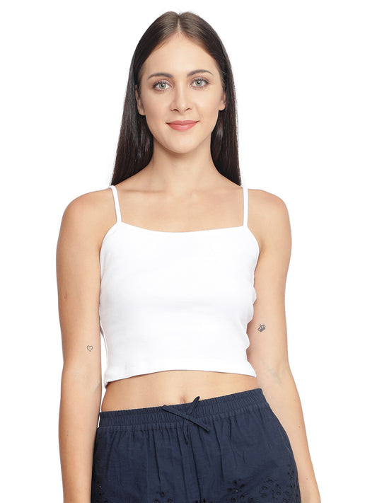 Casual Sleeveless Solid Women White Top