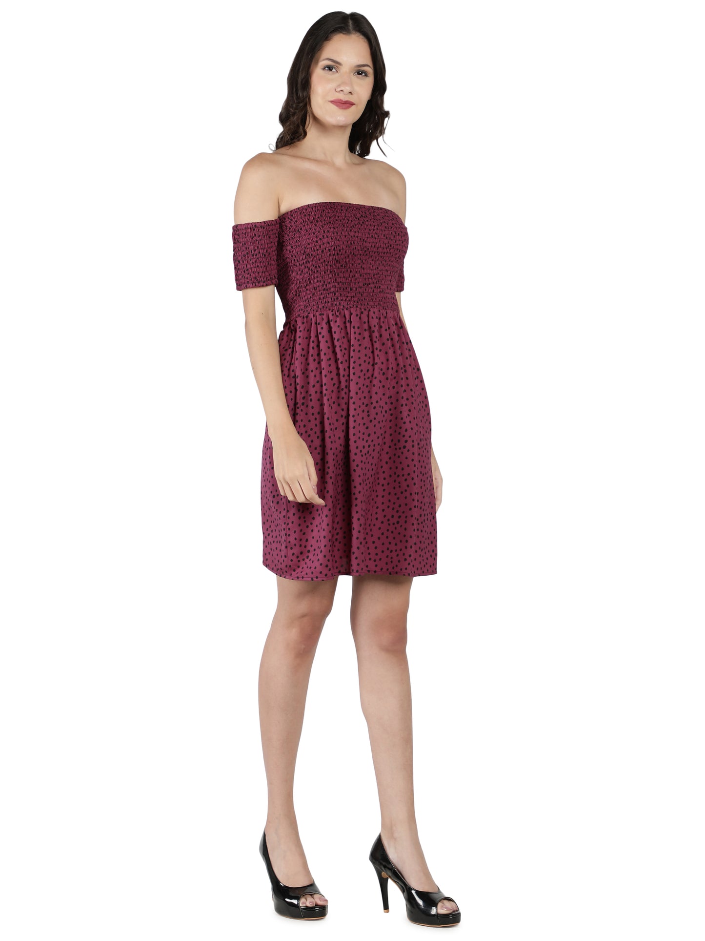 NUEVOSDAMAS Women Western Crepe Printed Midi Dress | Latest Floral Printed Midi Dress