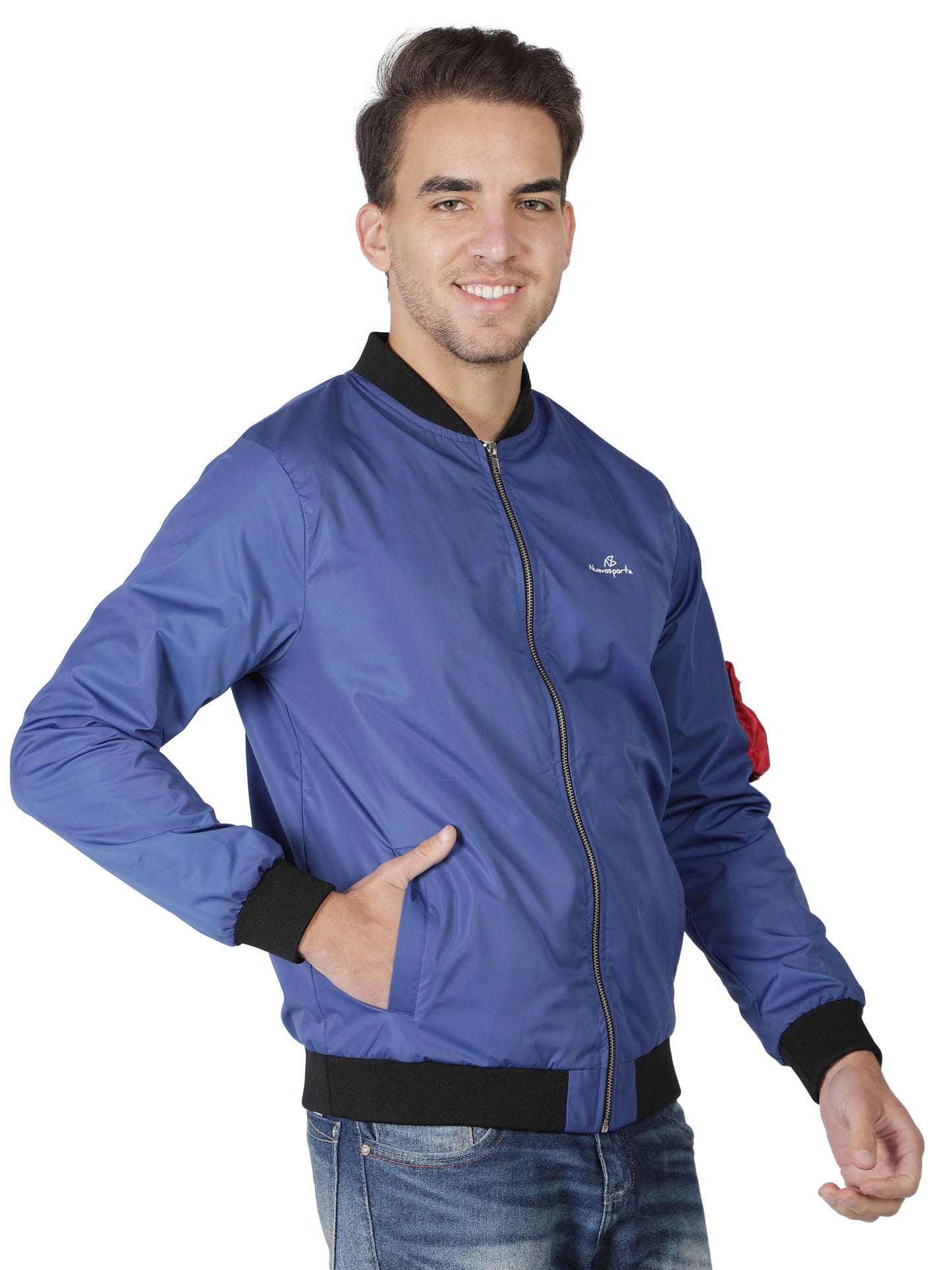 NUEVOSPORTA Men's Winter Solid Blue Windcheater jacket