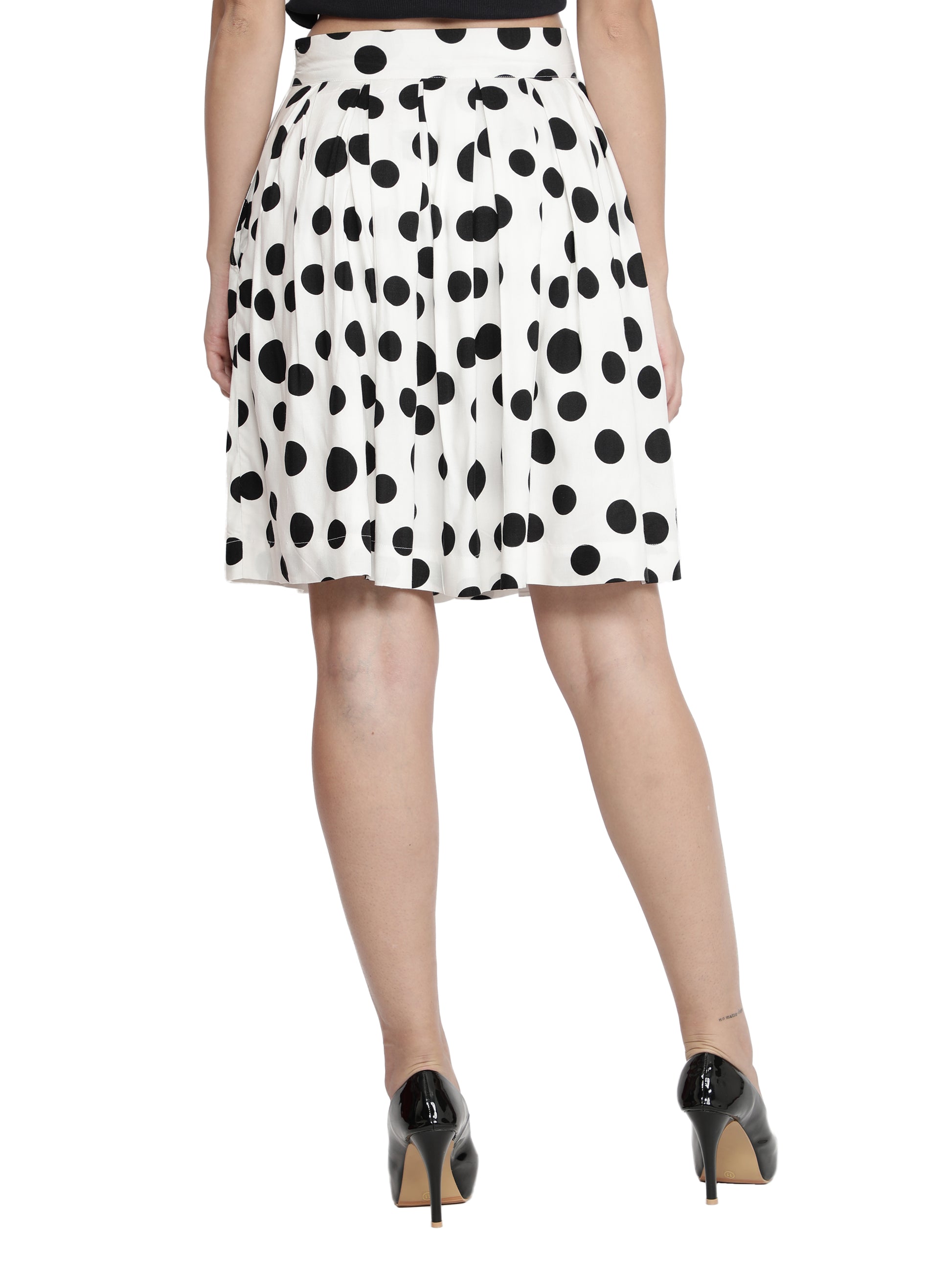 Women Polka Print A-line White, Black Skirt freeshipping - NUEVOSDAMAS