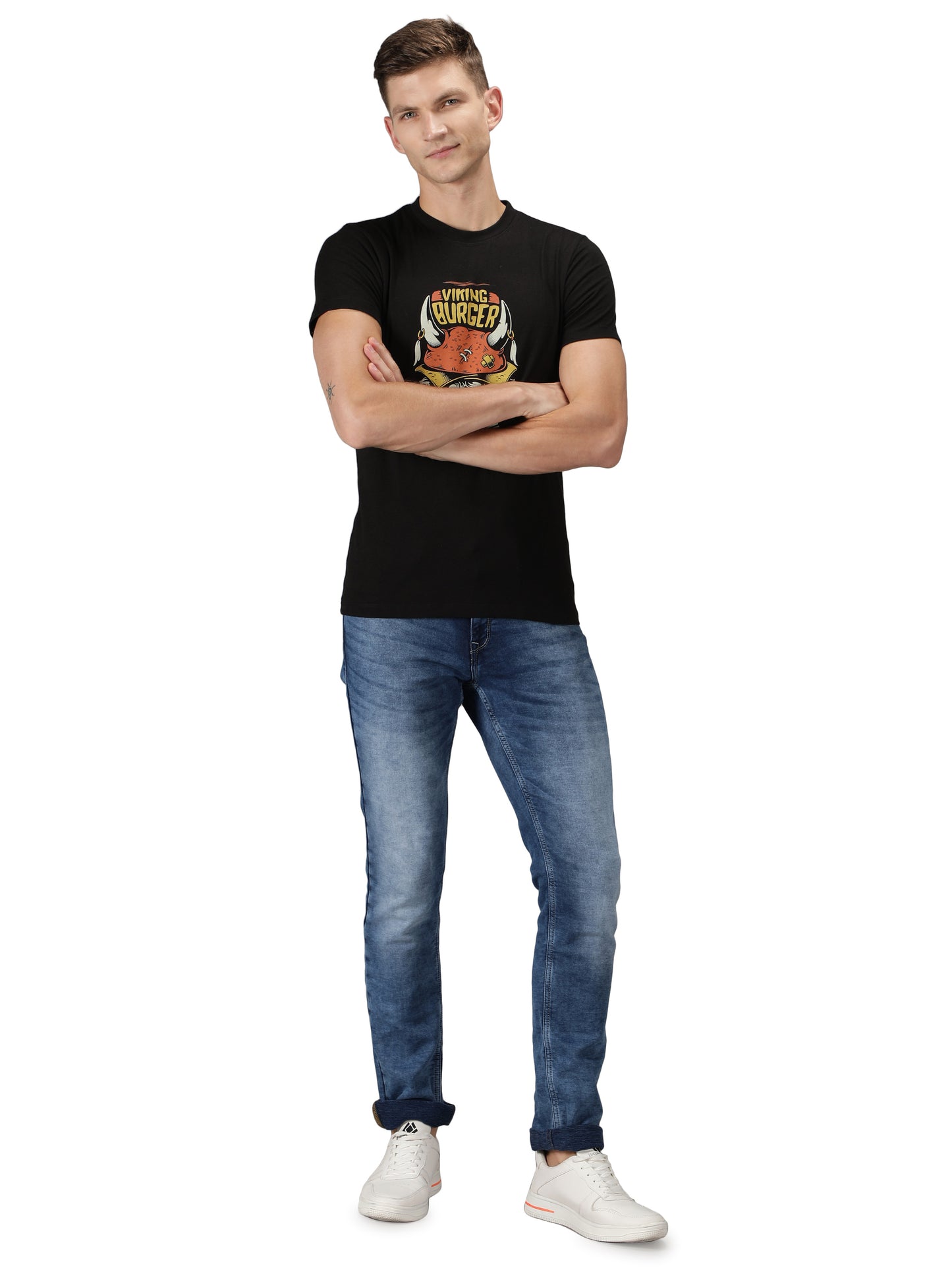 NUEVOSPORTA Men's Cotton Graphic Printed Black T-Shirt