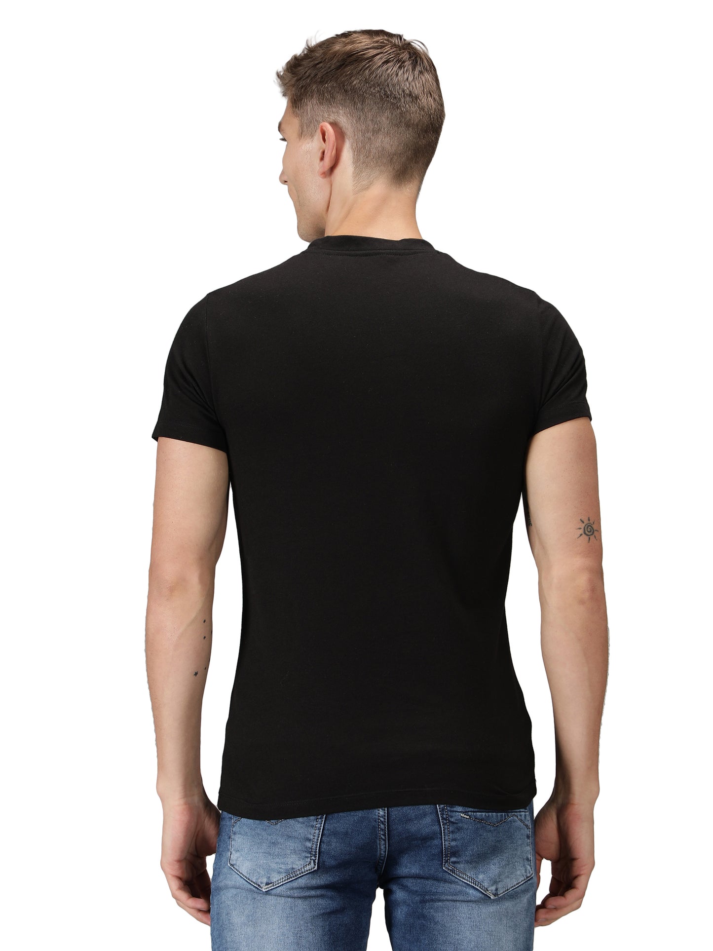 NUEVOSPORTA Men's Cotton Graphic Printed Black T-Shirt