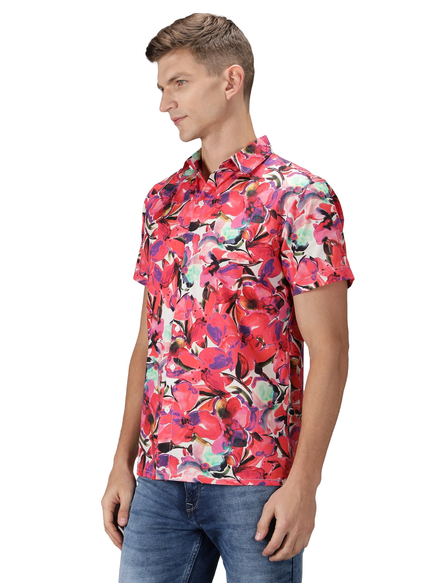 NUEVOSPORTA Men's Rayon Printed Multi Colour Shirt