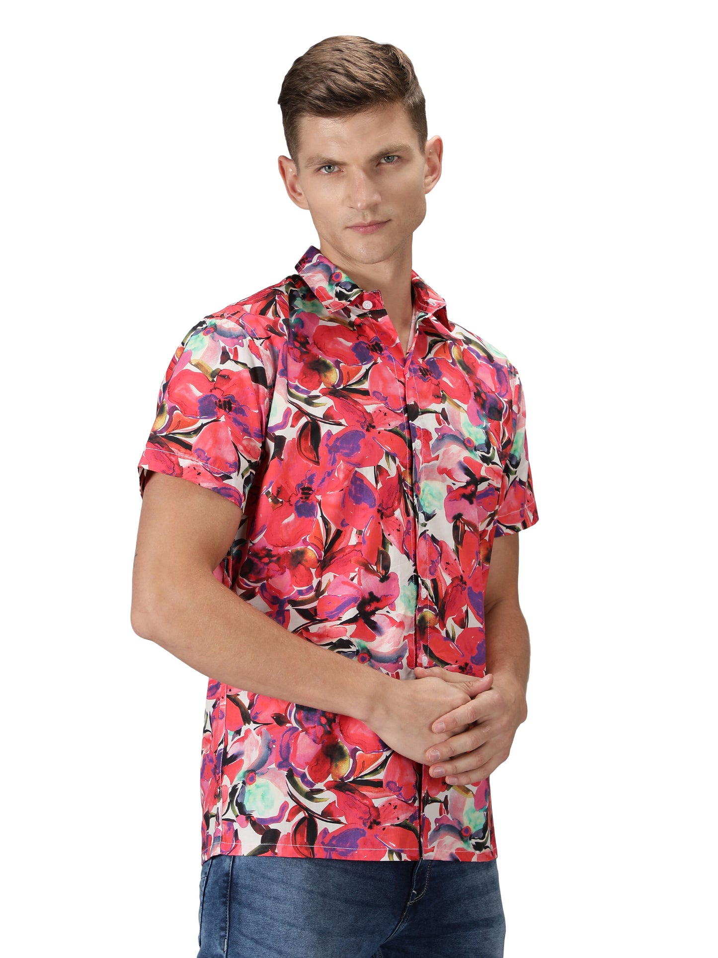 NUEVOSPORTA Men's Rayon Printed Multi Colour Shirt