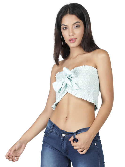 NUEVOSDAMAS Women Rayon Printed Tube Top/Mint Green