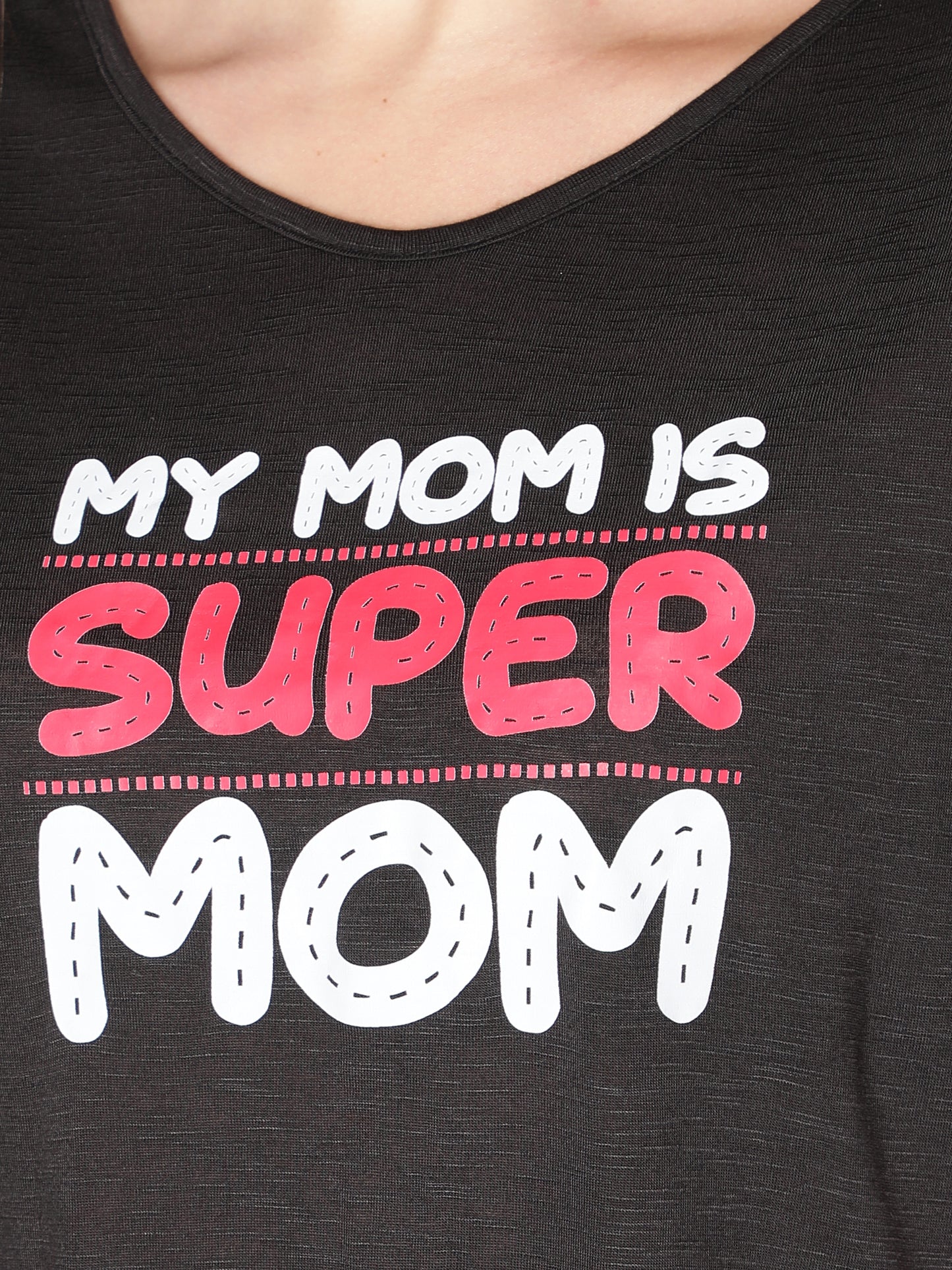 NUEVOSDAMAS Women Rayon Printed Black T-Shirt