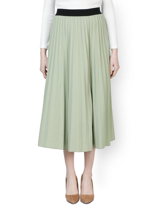 NUEVOSDAMAS Women Western Poly Lycra Solid Skirt | Latest Stylish A- Line Skirt for Summer | Party Casual Knee Length Skirt_ Green
