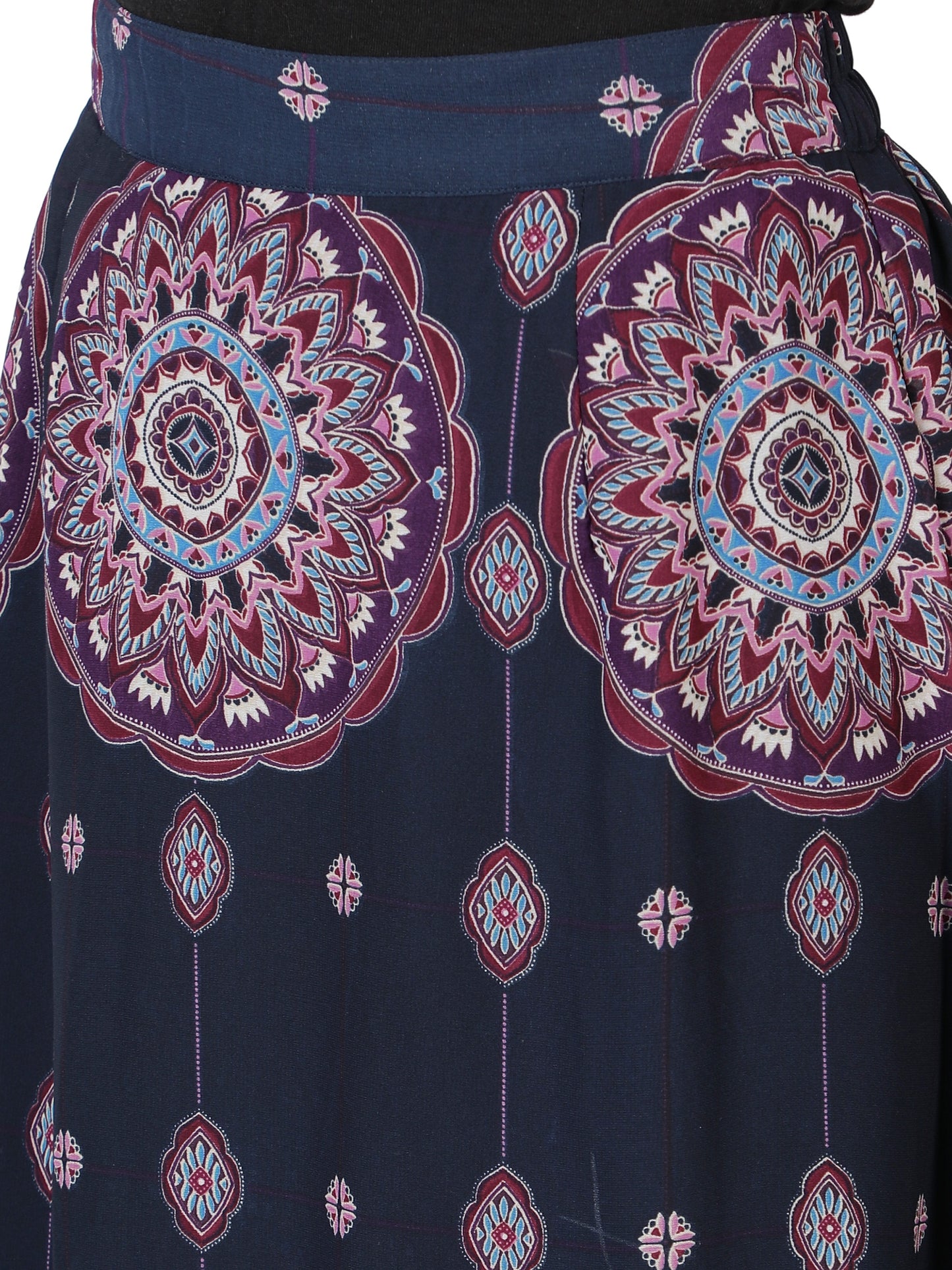 NUEVOSDAMAS Women Western Floral Printed A- Line Skirt | Frill Skirt for Summer | Casual Rayon Knee Length Ruffled Skirt