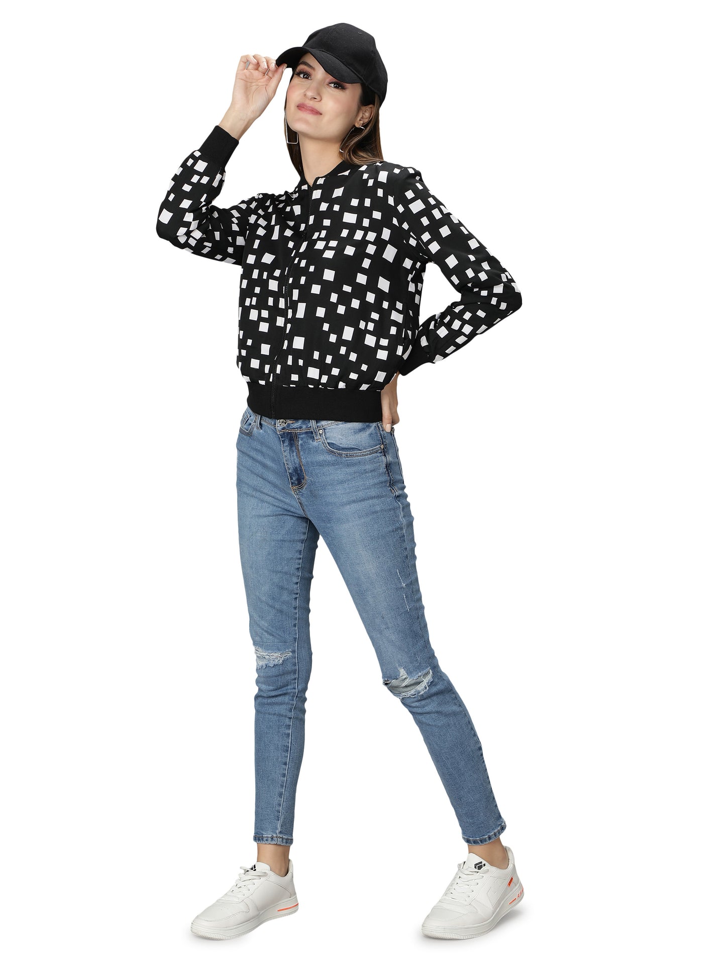NUEVOSDAMAS woman's blouson Jacket Black White