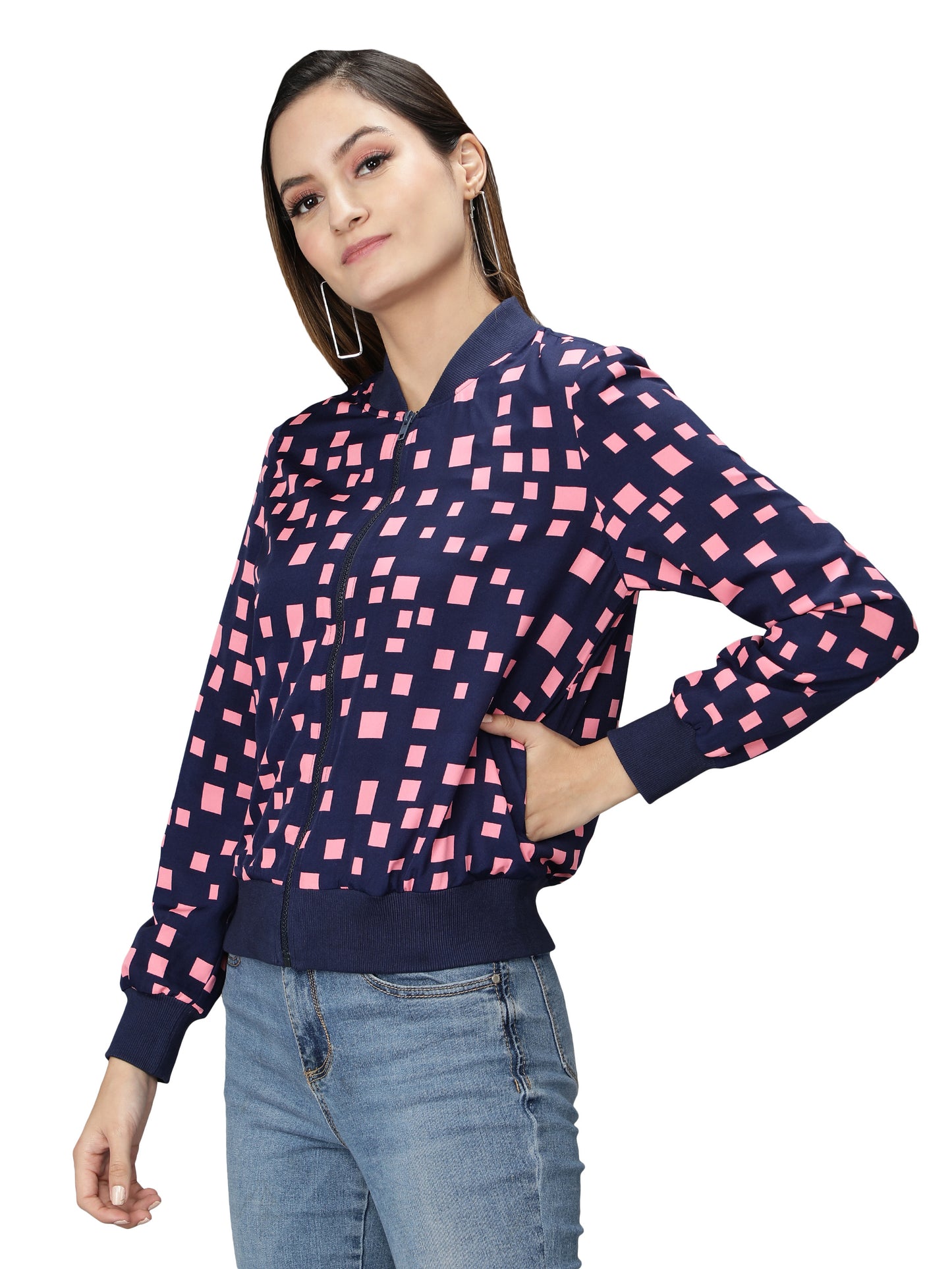 Nuevosdamas Woman's Blouson Jacket Blue, Pink