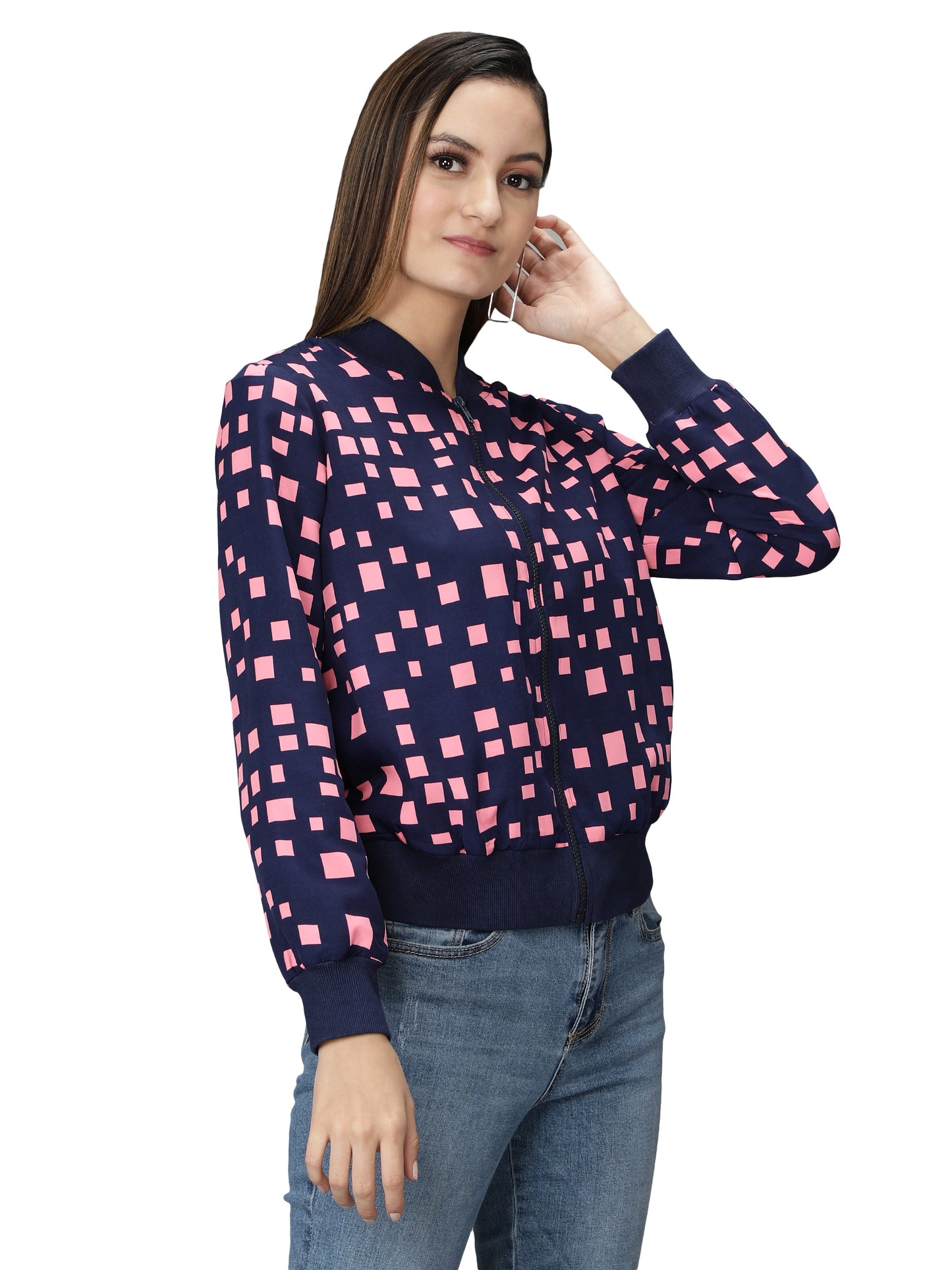 Nuevosdamas Woman's Blouson Jacket Blue, Pink