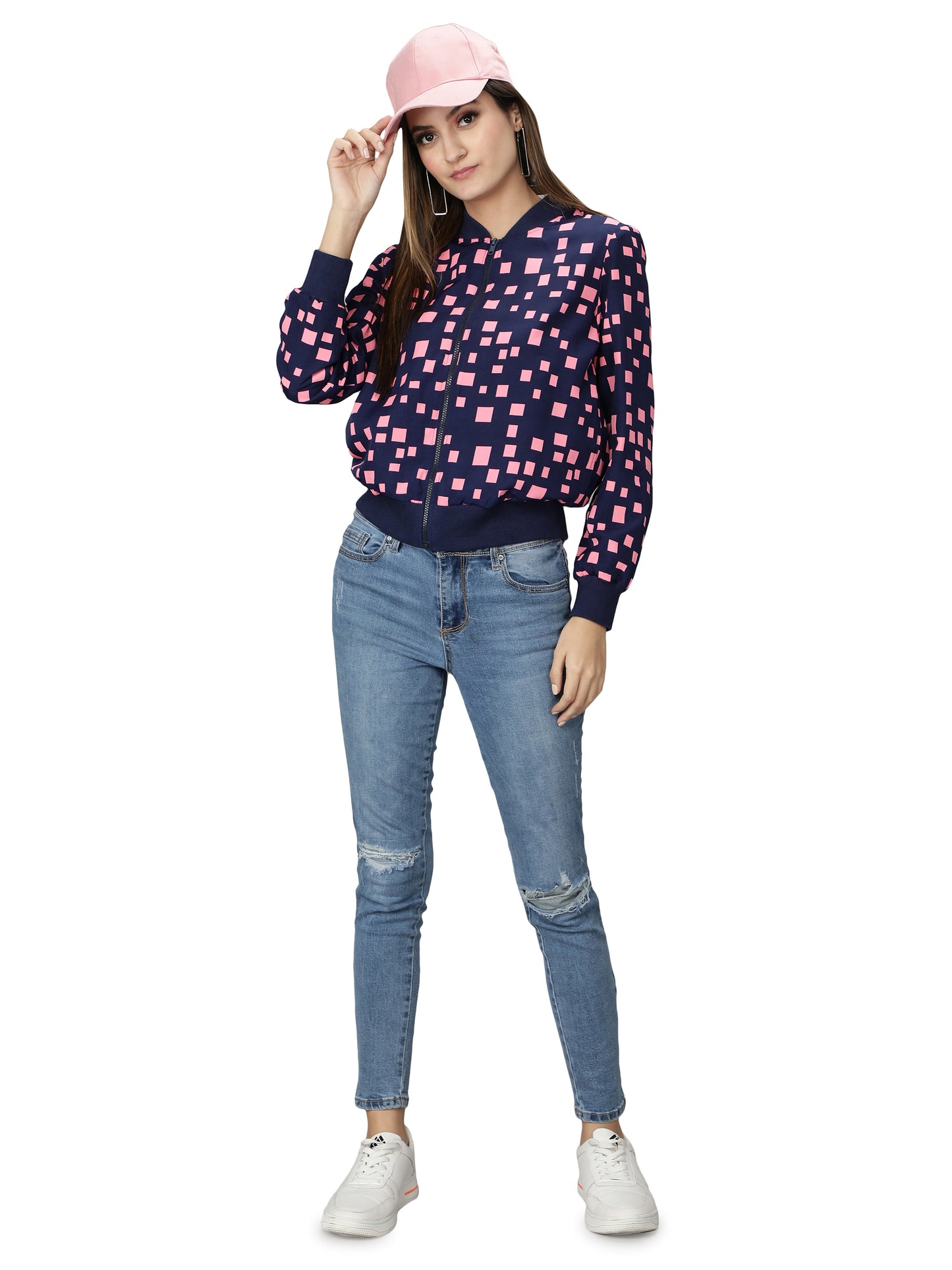 Nuevosdamas Woman's Blouson Jacket Blue, Pink