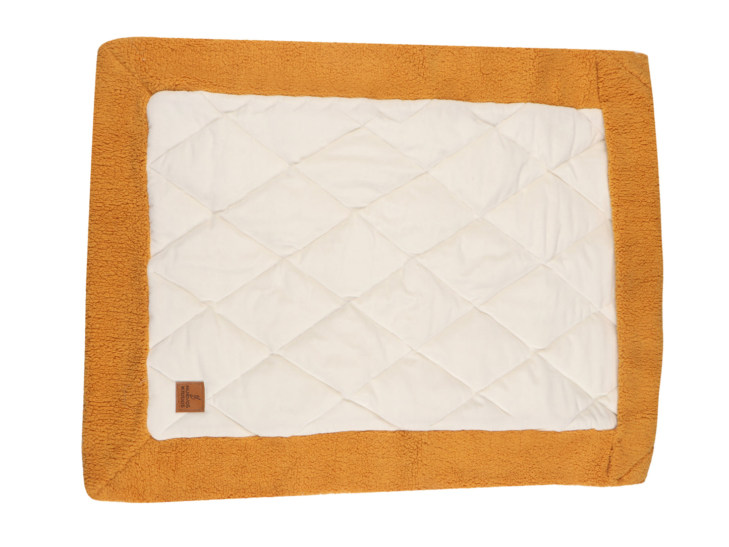 NUEVOSGHAR Solid Quilted Soft Velvet Fur Baby Blanket (0-24 Months) - Mustard-Ivory