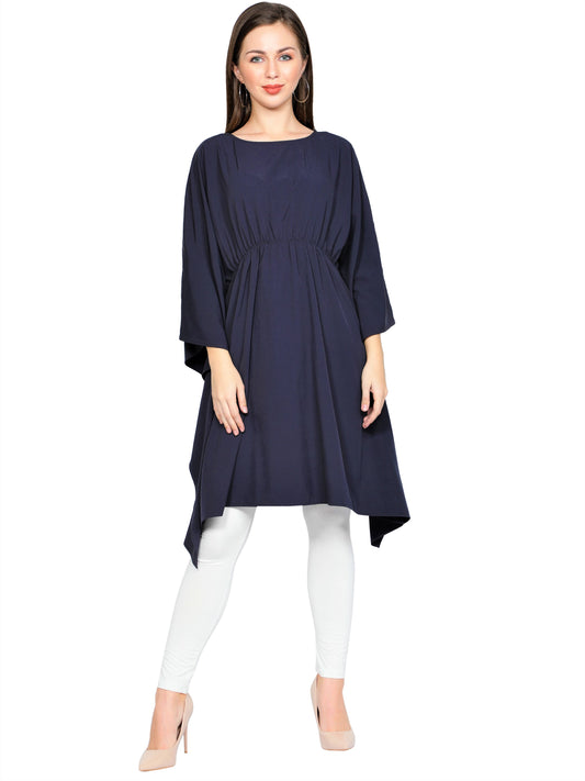 NUEVOSDAMAS American Crepe Solid Blue Kaftans