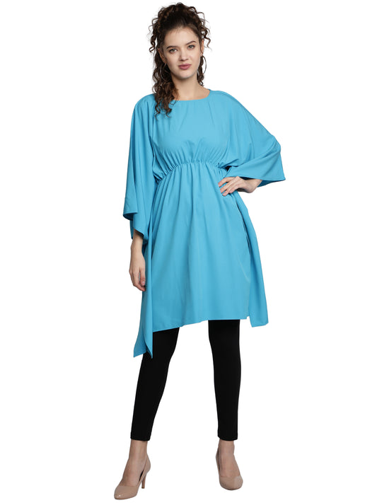 NUEVOSDAMAS American Crepe Solid Aqua Kaftans