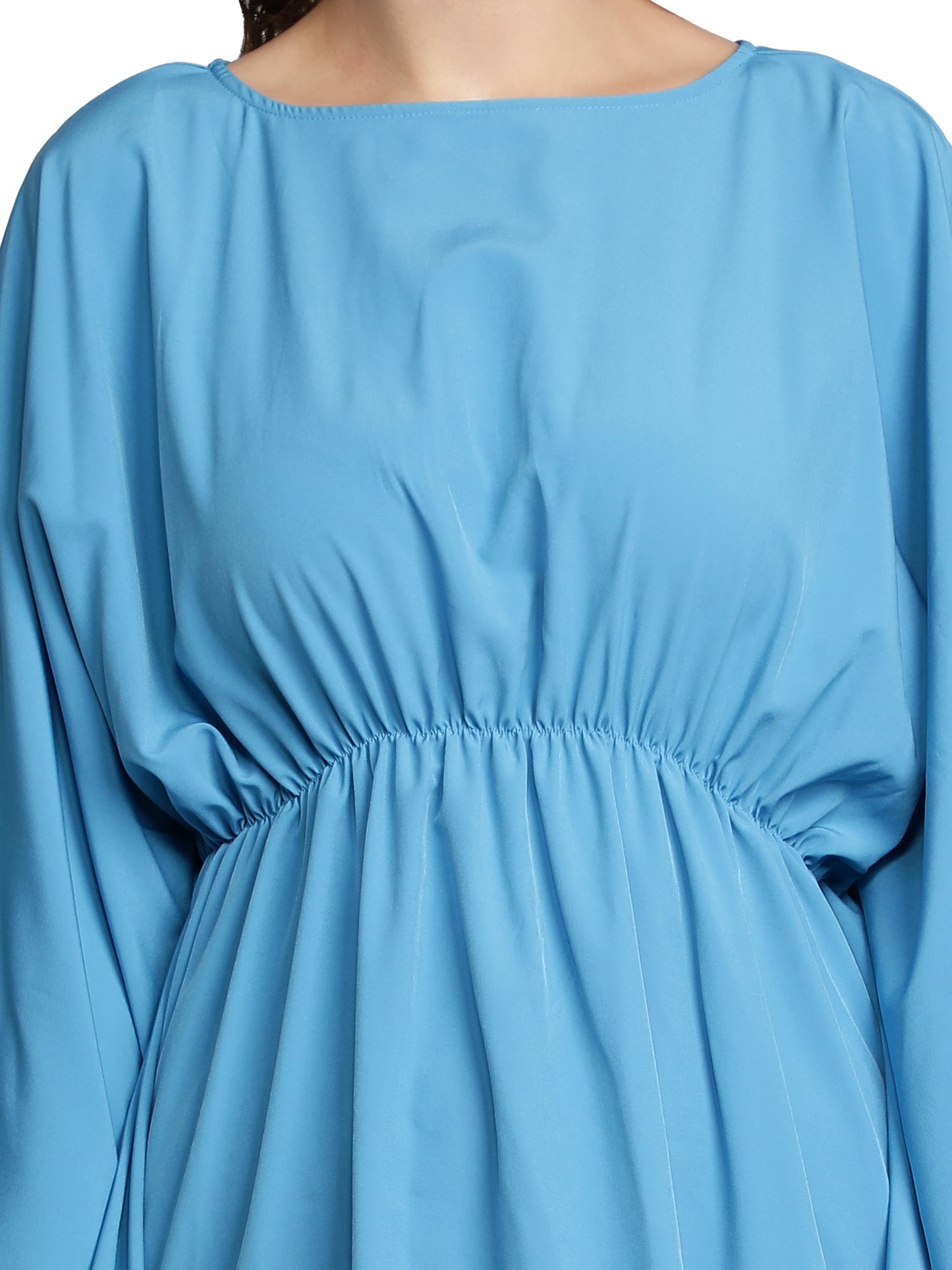 NUEVOSDAMAS American Crepe Solid Sky Blue Kaftans