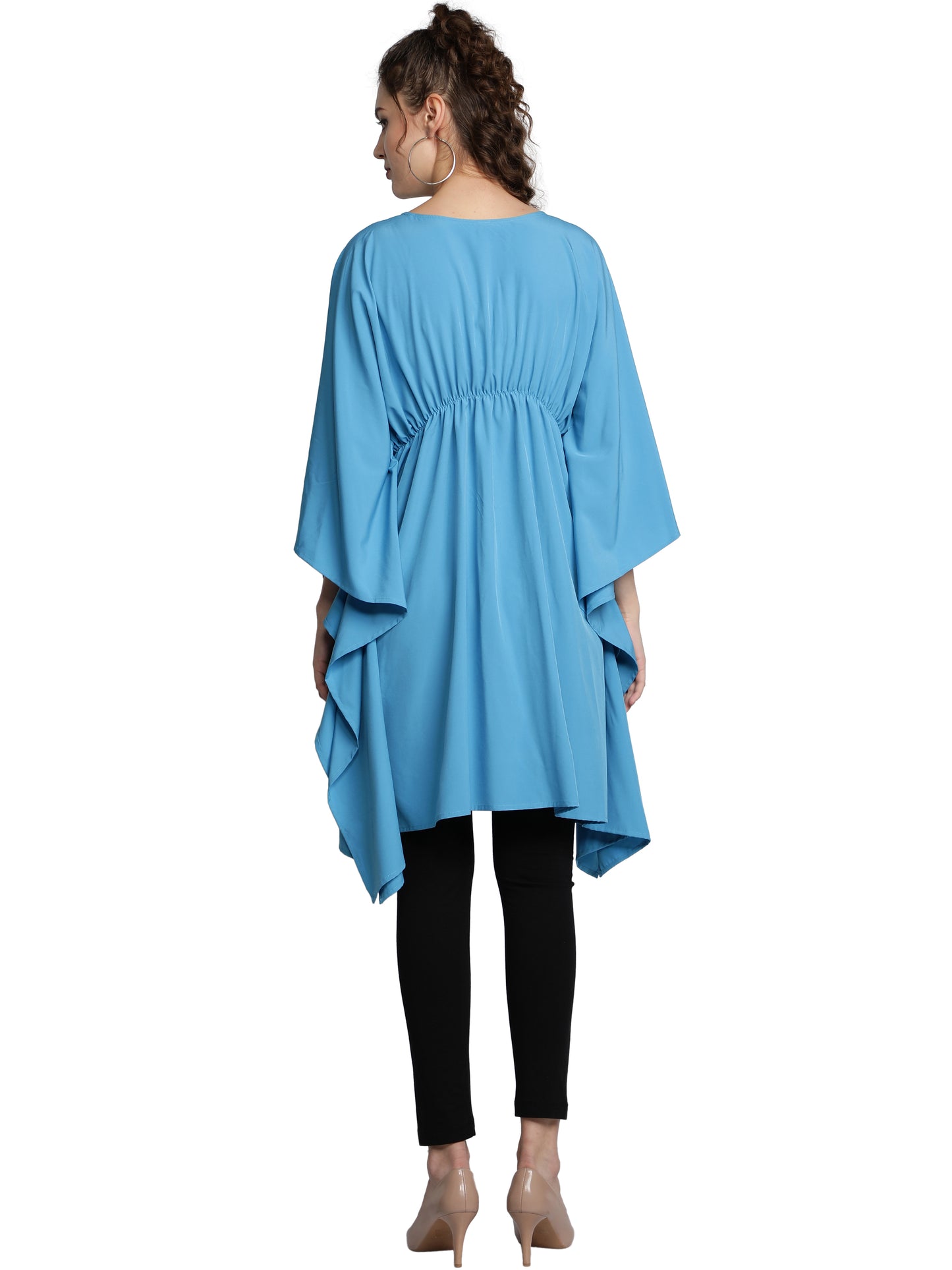 NUEVOSDAMAS American Crepe Solid Sky Blue Kaftans