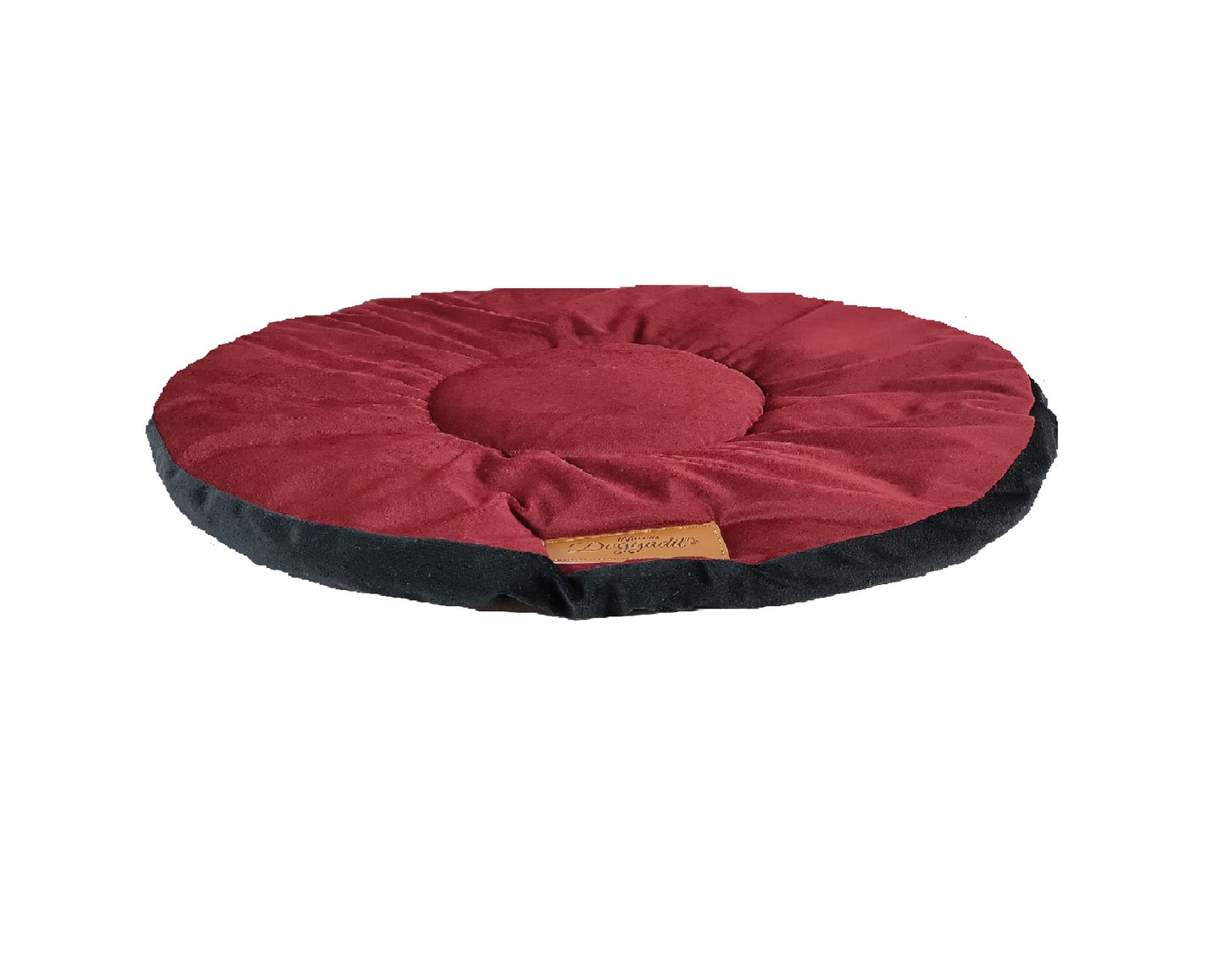 Velvet Pet Bed Mattress | Soft Cozy Fluffy Round Flat Bed | Washable Padded Pet Bed| Light Weighted Dog Flat Mat Maroon/Black