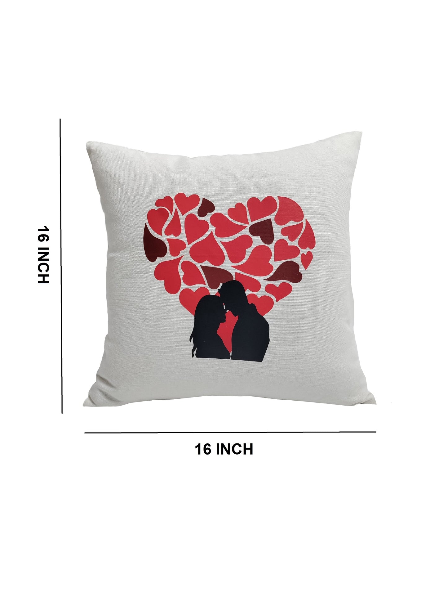 Valentine's Day Printed Cushion Gift Set Combo | Valentine Gift for Boyfriend Girlfriend | Couples Gift for Him/Her_Ivory/Red