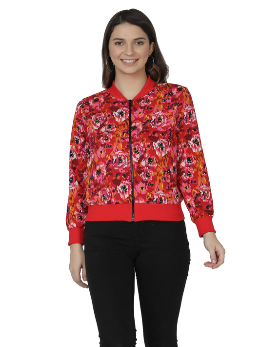 Full Sleeve Floral Print Women Bomber Jacket freeshipping - NUEVOSDAMAS