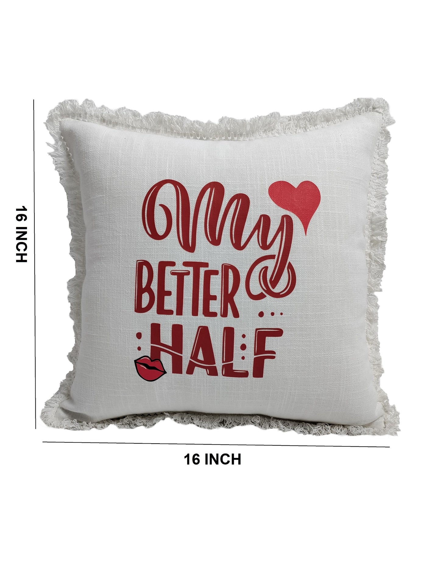 Valentine's Day Printed Cushion Gift Set Combo | Valentine Gift for Boyfriend Girlfriend | Couples Gift for Him/Her_White/Red