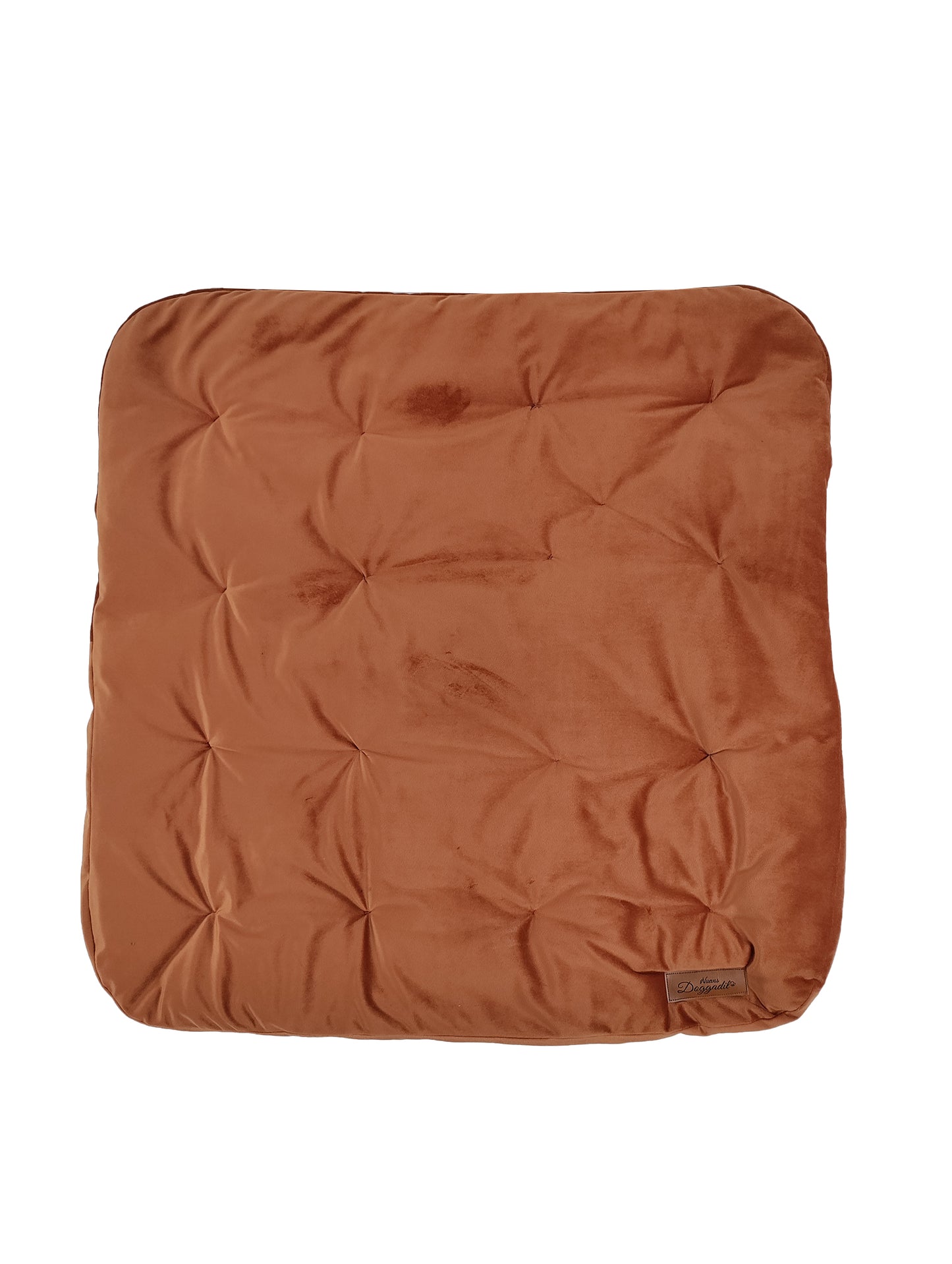 Velvet Pet Bed Mattress | Soft Cozy Fluffy Square Flat Bed | Washable Padded Pet Bed| Light Weighted Dog Flat Mat Rust