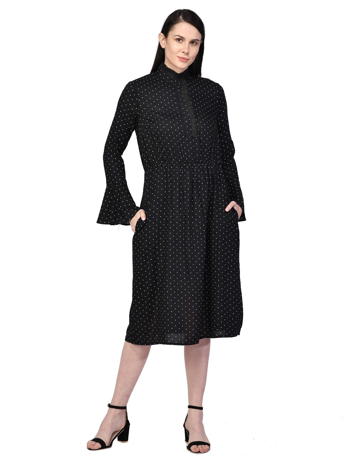 Women Ruffled Black Dress freeshipping - NUEVOSDAMAS