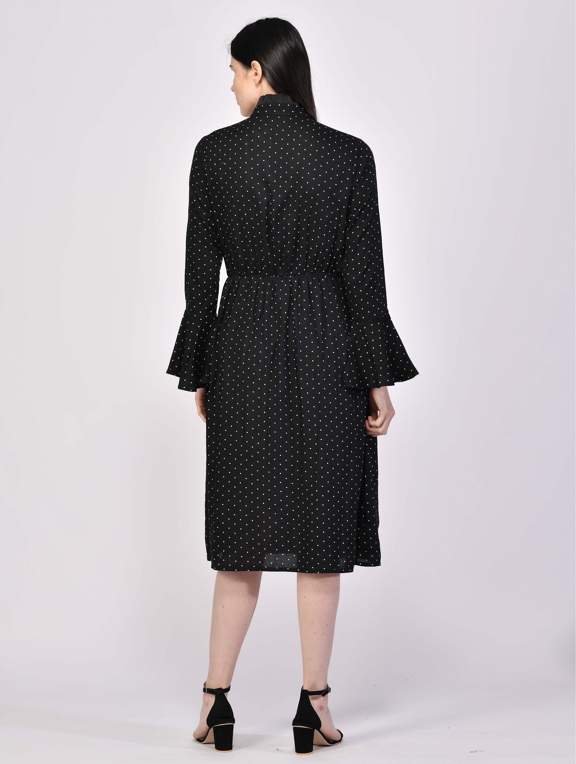 Women Ruffled Black Dress freeshipping - NUEVOSDAMAS