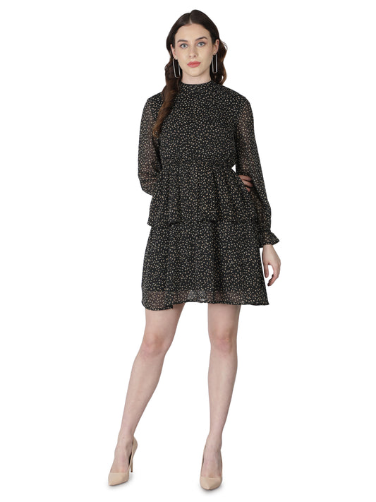 NUEVOSDAMAS Women Georgette Printed Designer Dress | Fit And Flare Dress