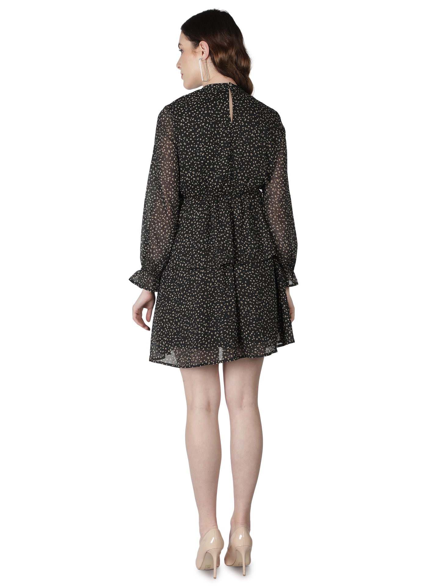 NUEVOSDAMAS Women Georgette Printed Designer Dress | Fit And Flare Dress