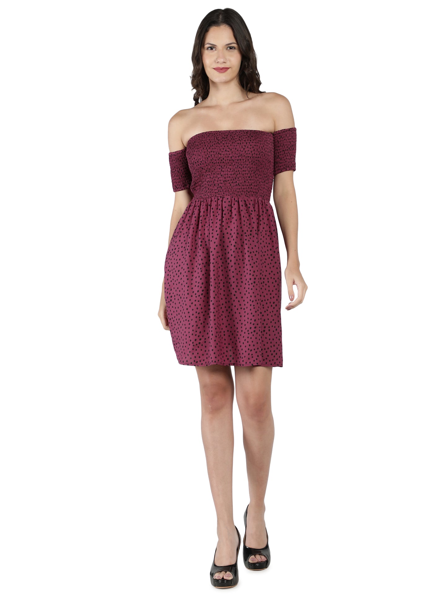 NUEVOSDAMAS Women Western Crepe Printed Midi Dress | Latest Floral Printed Midi Dress