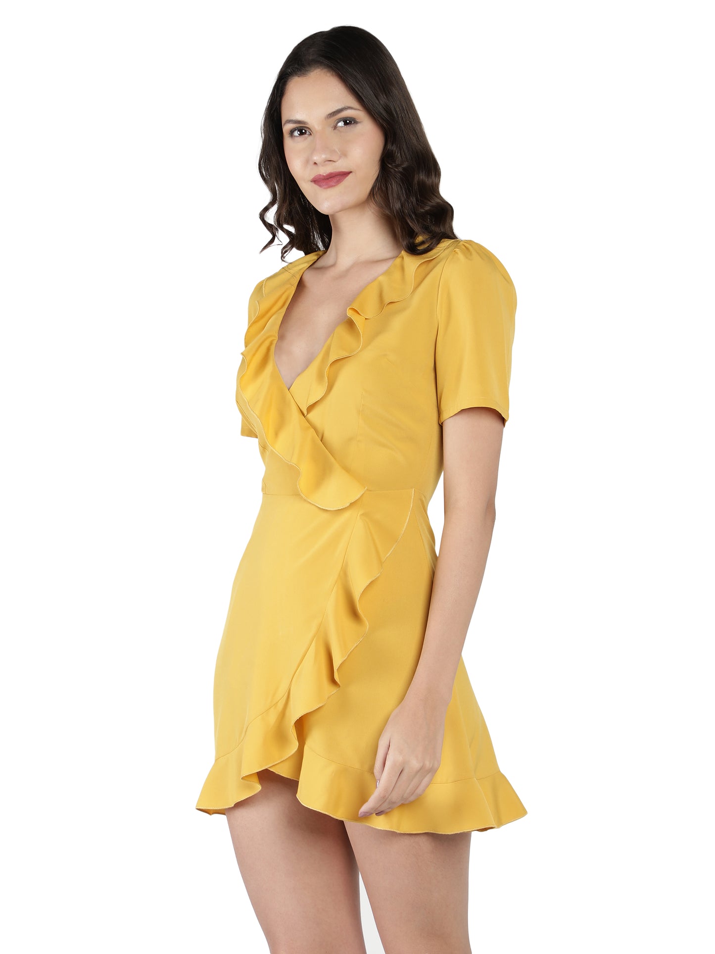 NUEVOSDAMAS Women Poly Crepe Solid Designer Dress