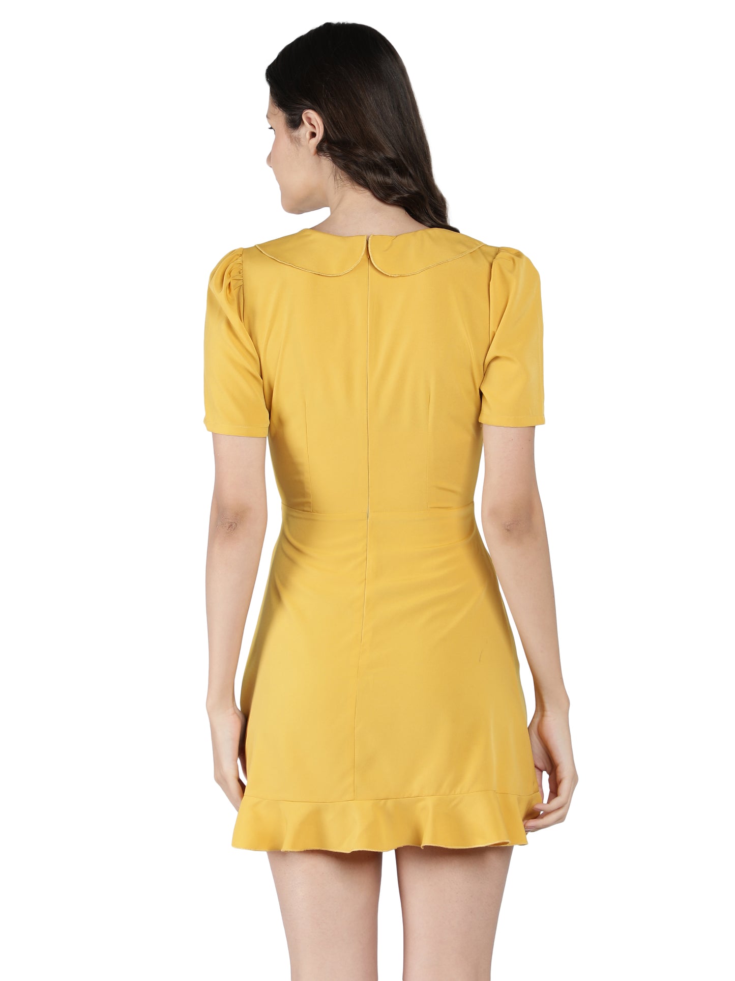 NUEVOSDAMAS Women Poly Crepe Solid Designer Dress