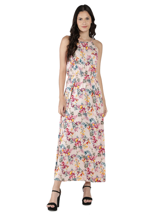 NUEVOSDAMAS Women Poly Crepe Floral Print Designer Dress