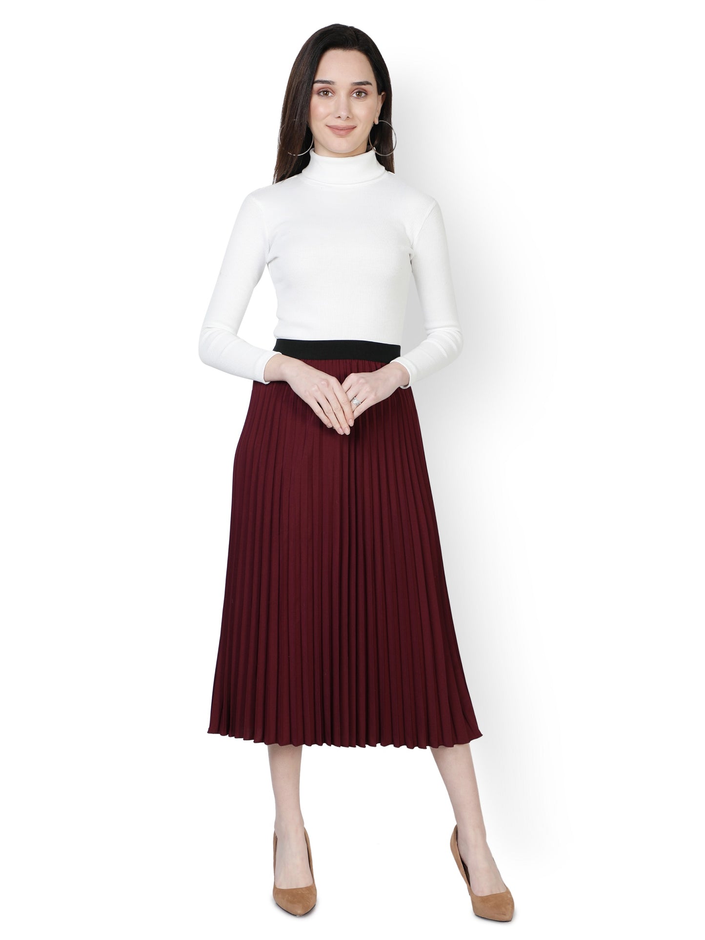Women Pleated Purple Skirt