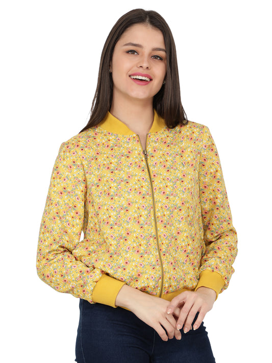 Full Sleeve Floral Print Women Bomber Jacket freeshipping - NUEVOSDAMAS