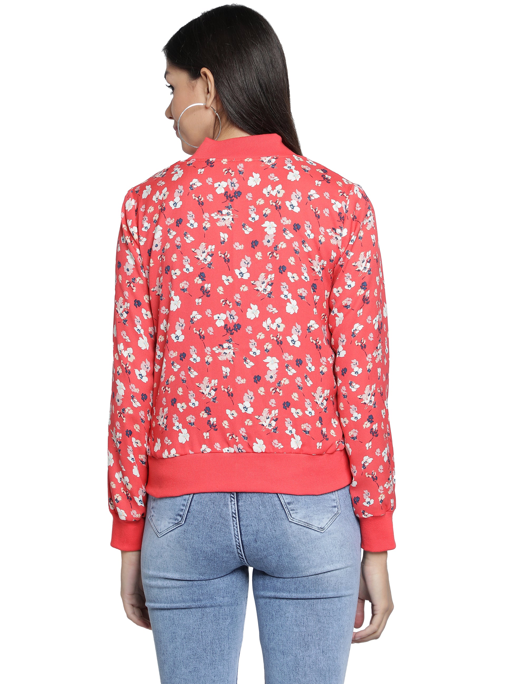 Full Sleeve Floral Print Women Bomber Jacket freeshipping - NUEVOSDAMAS