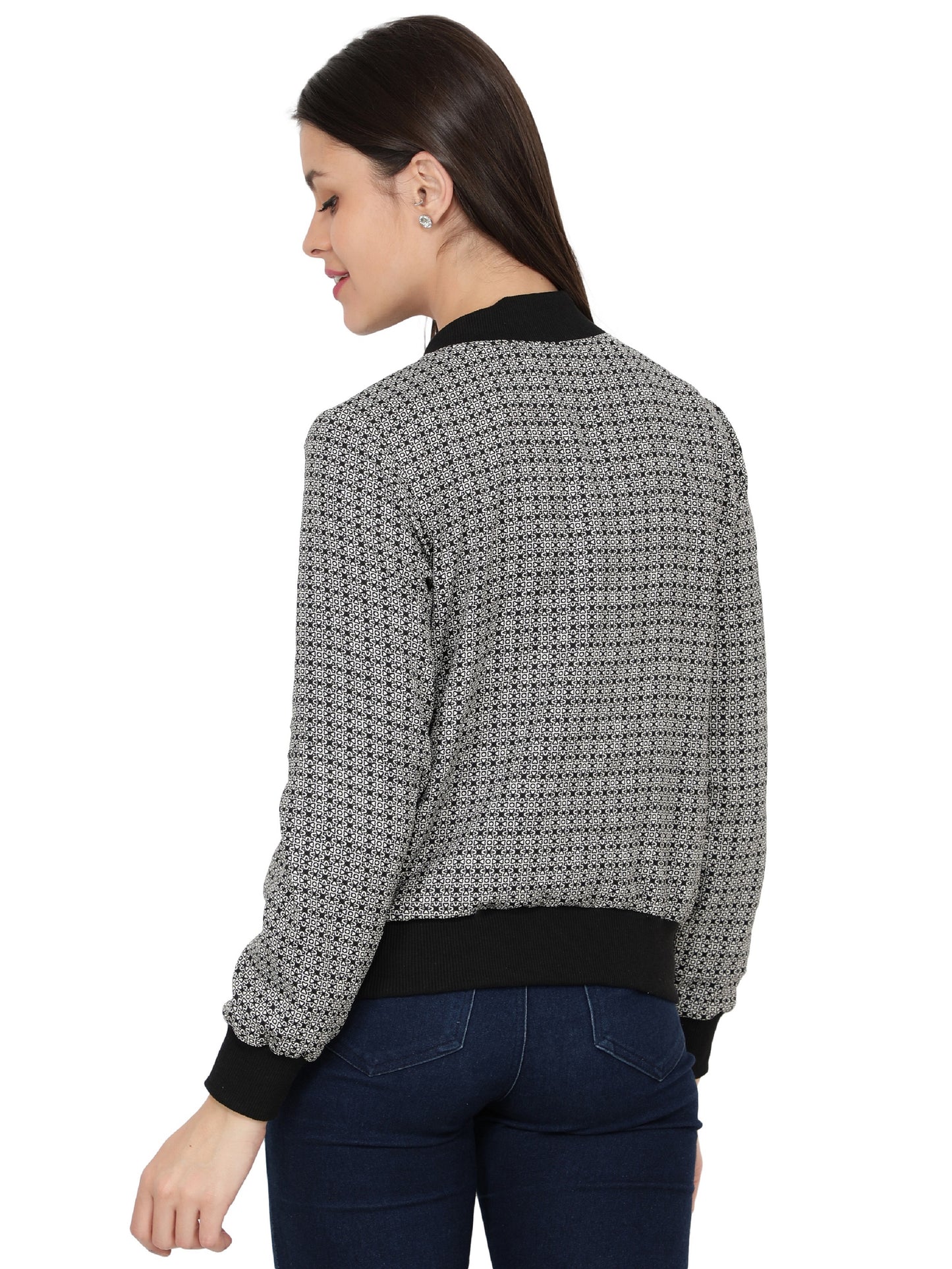 NUEVOSDAMAS Women Full Sleeve Polyester Printed Bomber Jacket
