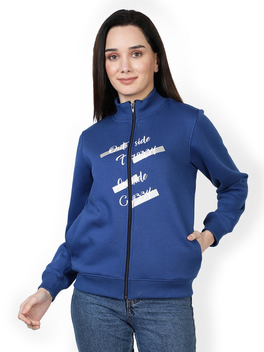 Bomber jacket printed blue color light weight jacket Full Sleeve Printed Women Bomber Jacket
