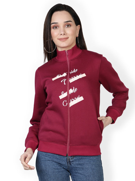 Bomber jacket printed maroon color light weight jacket Full Sleeve Printed Women Bomber Jacket