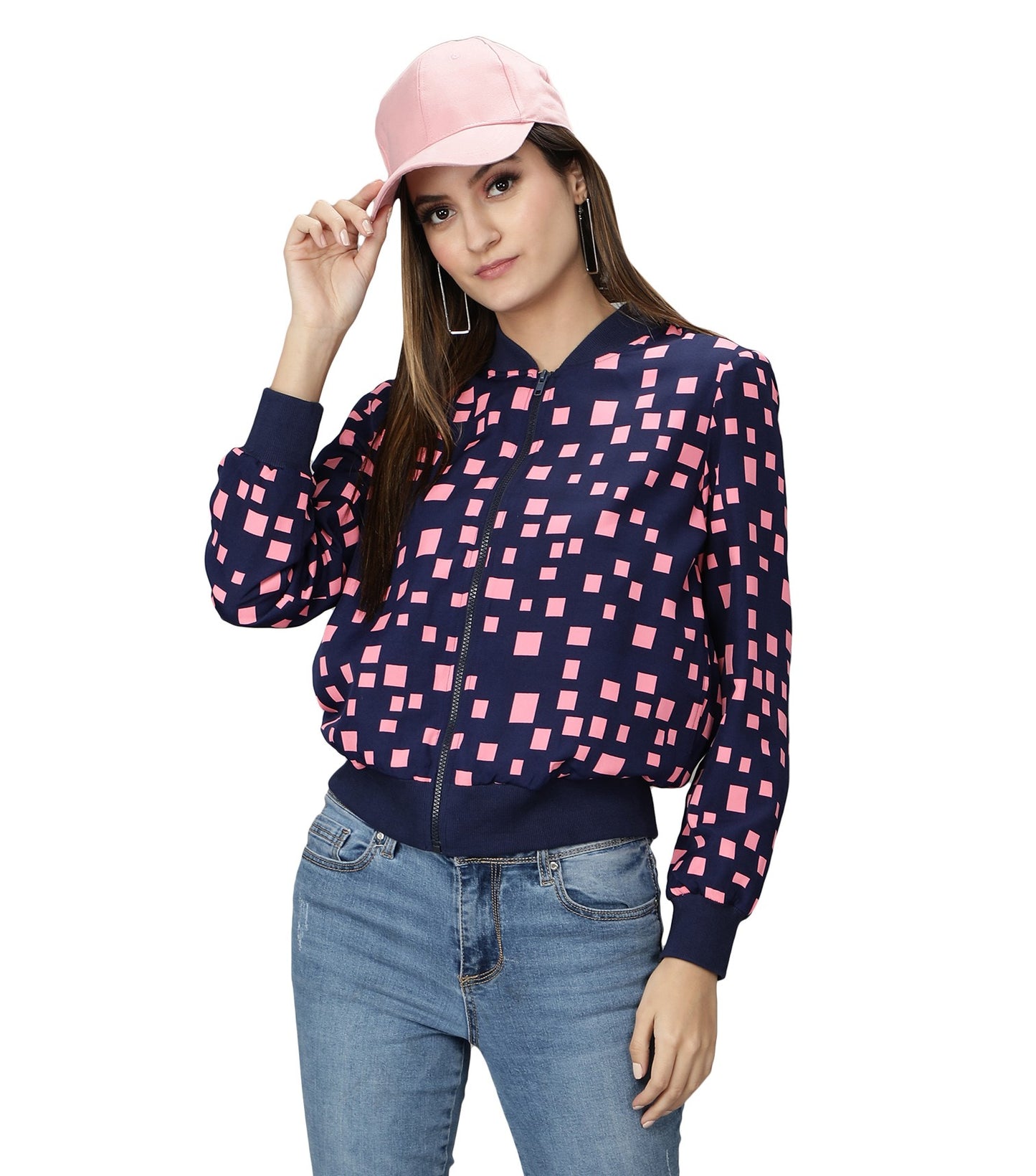 Nuevosdamas Woman's Blouson Jacket Blue, Pink