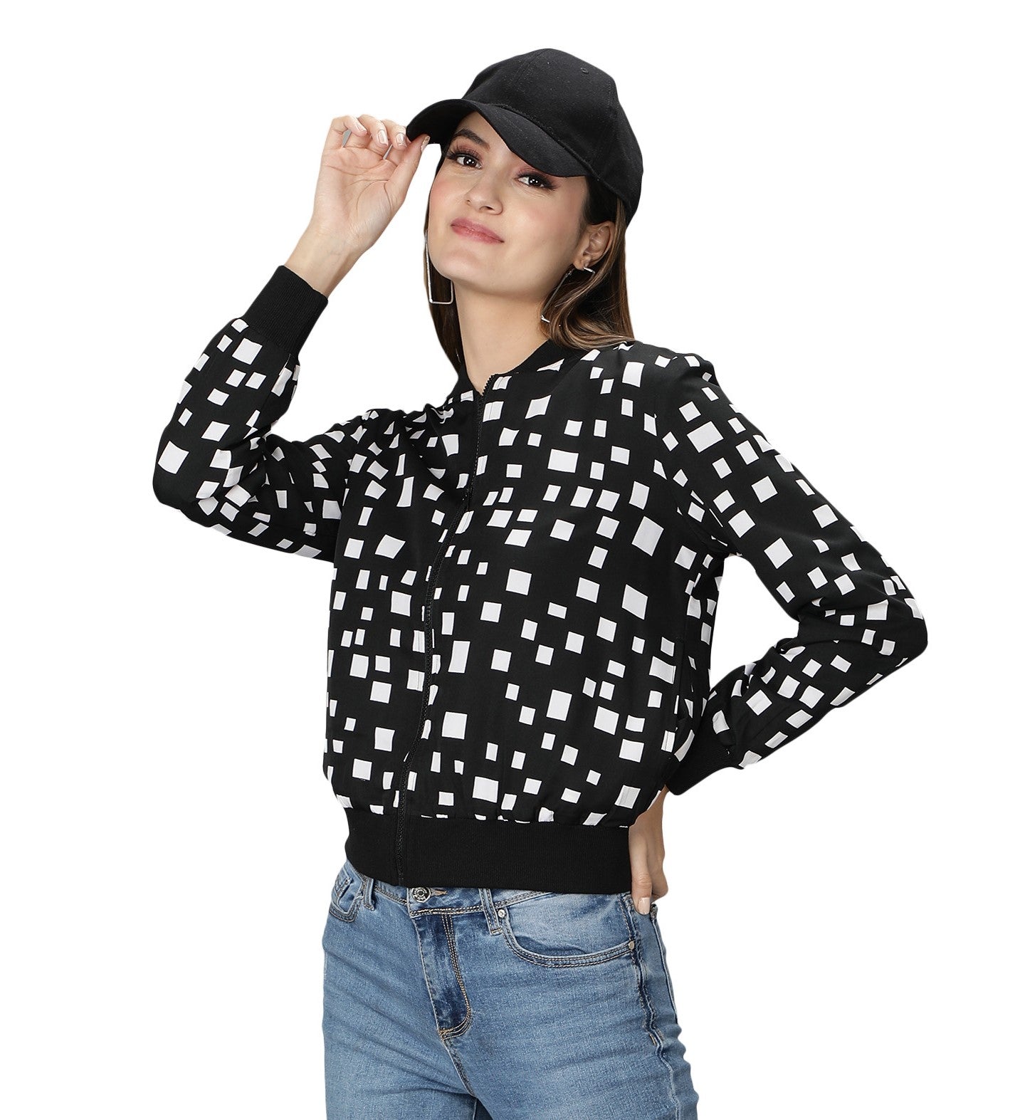 NUEVOSDAMAS woman's blouson Jacket Black White