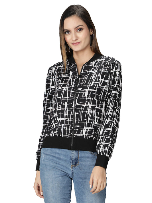 Nuevosdamas Woman's Blouson Jacket Black Off White