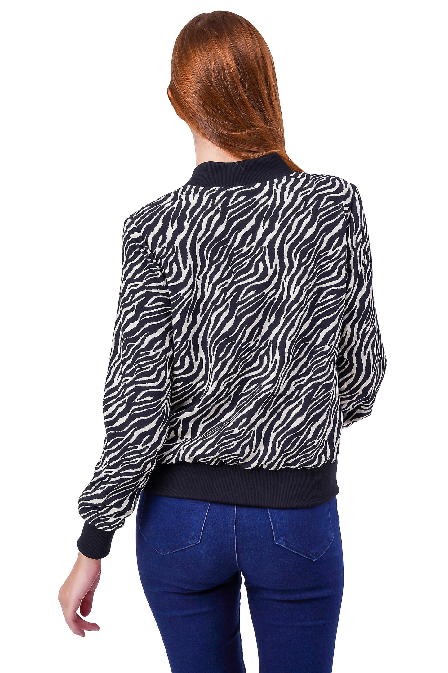 NUEVOSDAMAS ZEBRA PRINTED BLACK/WHITE BOMBER JACKET
