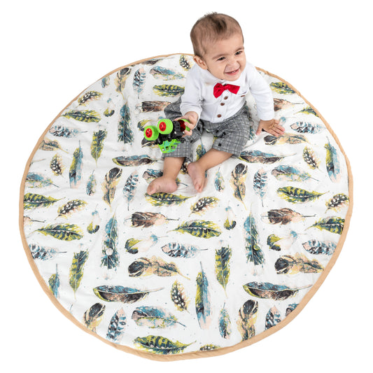 NUEVOSGHAR Digital Printed Velvet Round Shaped Baby Mattress | Multi/White (0-24 Months)