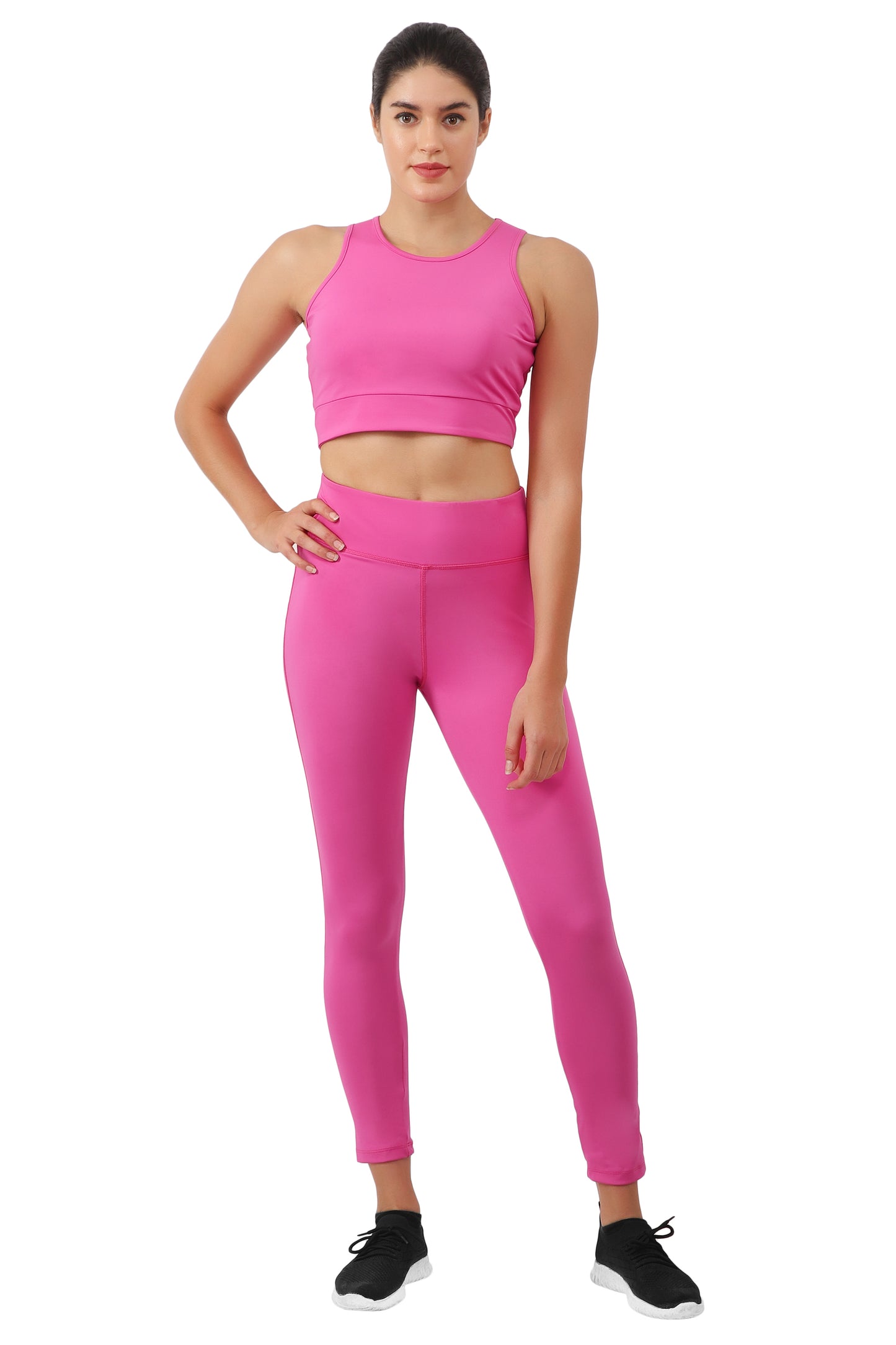 NUEVOSDAMAS Women Solid Dark Pink Active Wear Tracksuit