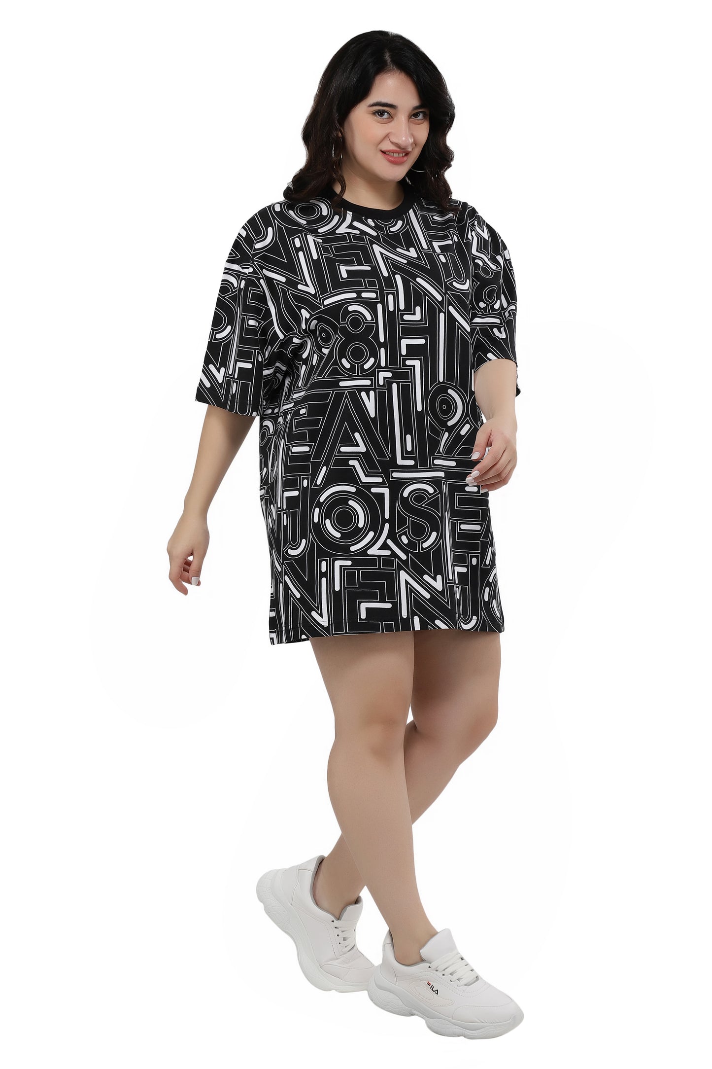 NUEVOSDAMAS Women Cotton Graphic Printed Half Sleeve Women's Black T-Shirt