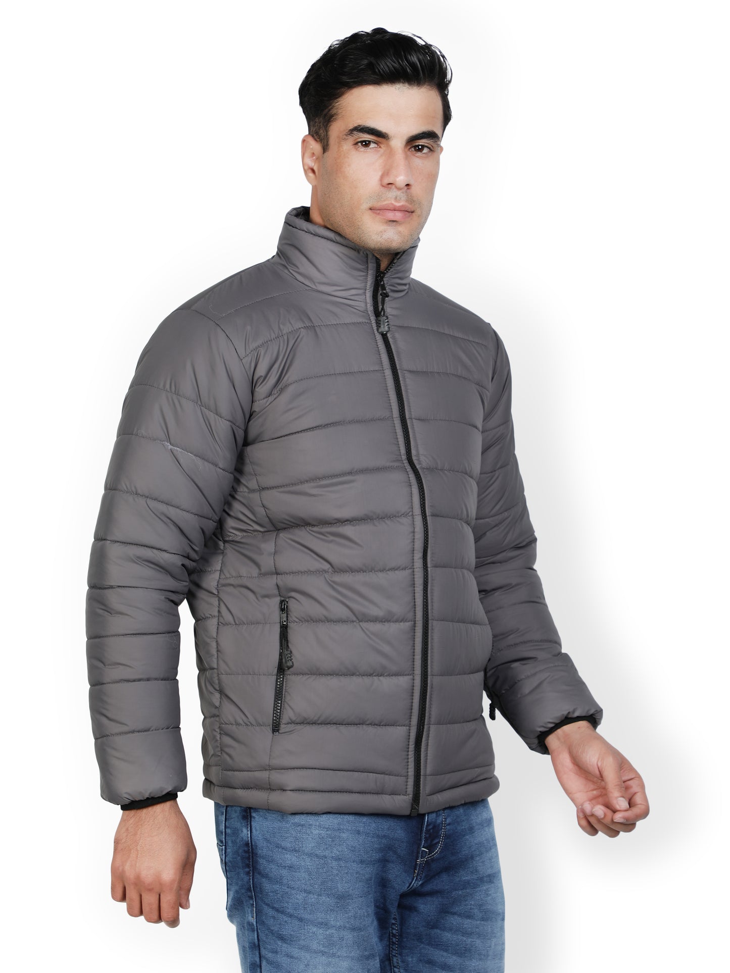NUEVOSPORTA Men's Winter Solid Grey Puffer jacket