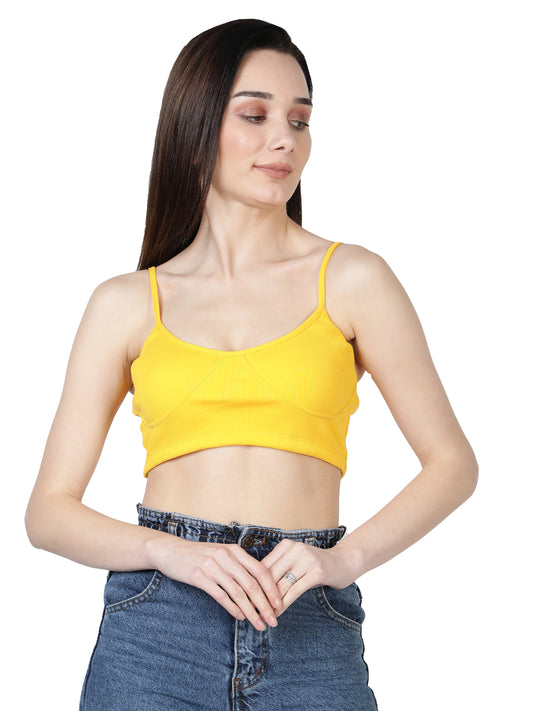 NUEVOSDAMAS Women Western Cotton Lycra Rib Solid Bralette Bra