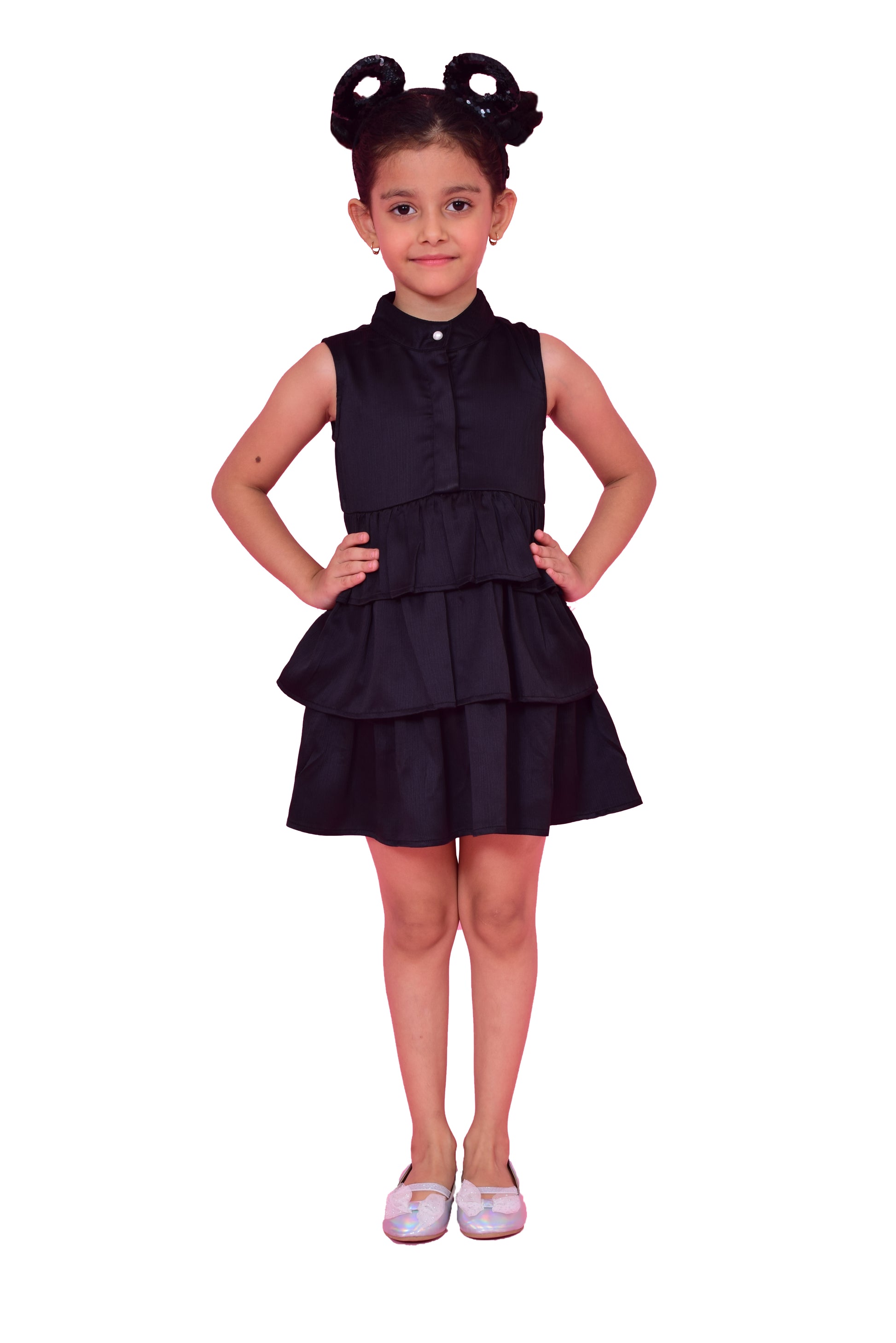 Girls Midi/Knee Length Casual Dress  (Black, Sleeveless) freeshipping - NUEVOSDAMAS